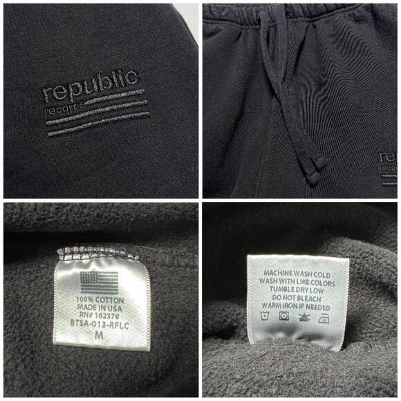 Republic Records Heavyweight Joggers Mens M Black Activewear Sweatpants USA - Picture 4 of 11